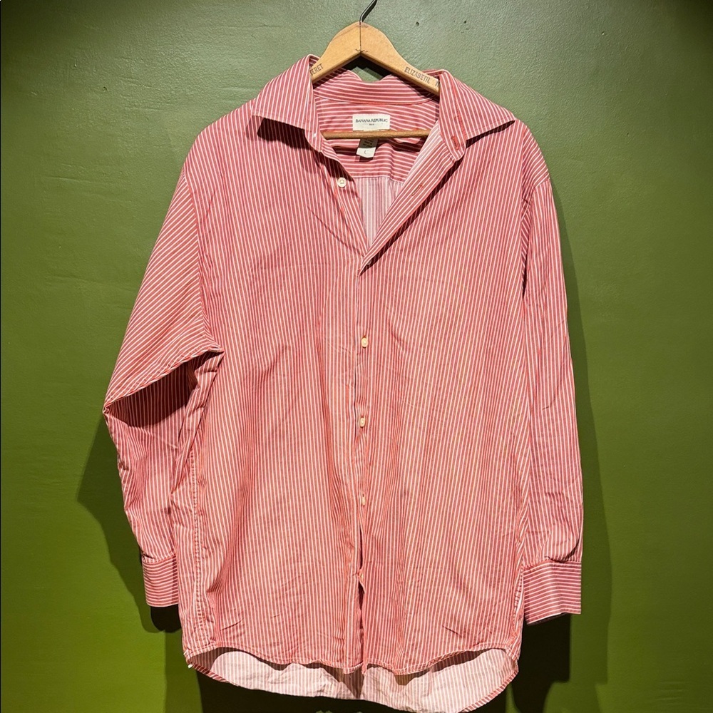 Vintage Banana Republic Red Striped Men's Shirt